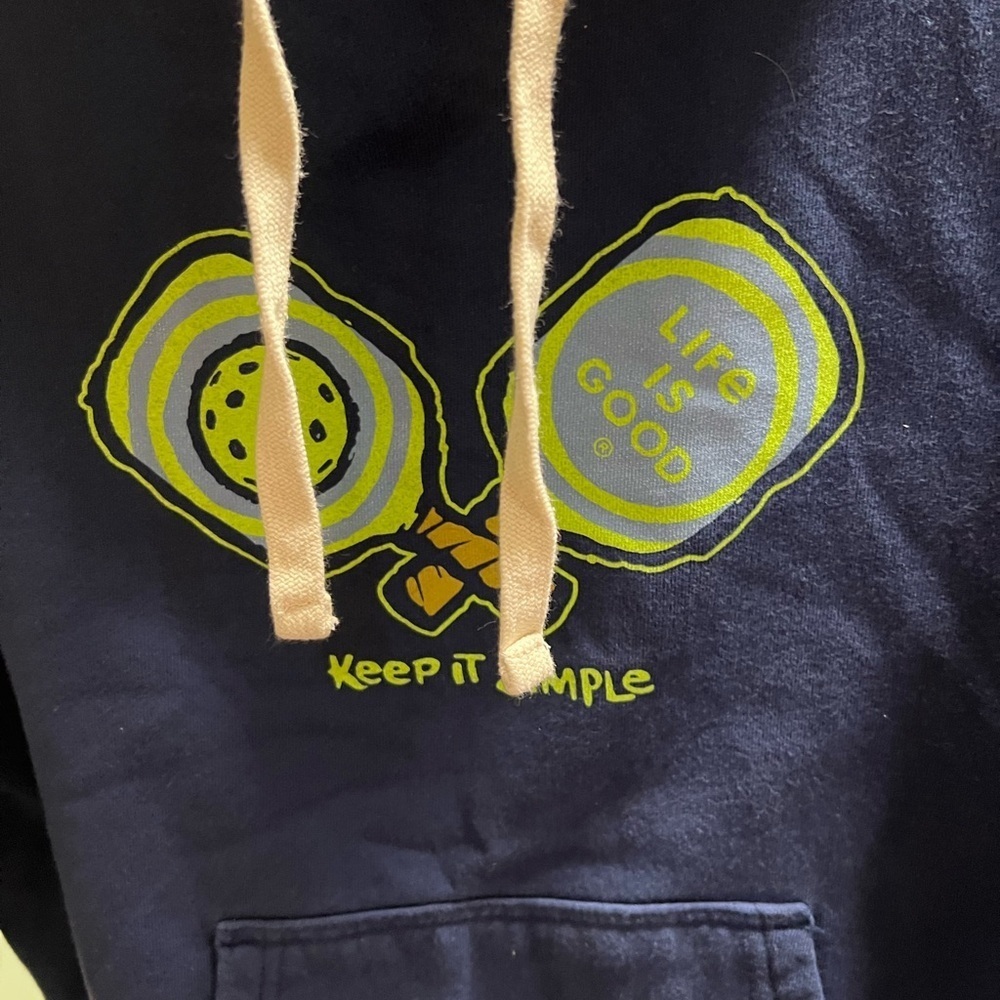 Life Is Good Navy Blue Hoodie Pickle Ball Size Small #221 - Picture 2 of 6